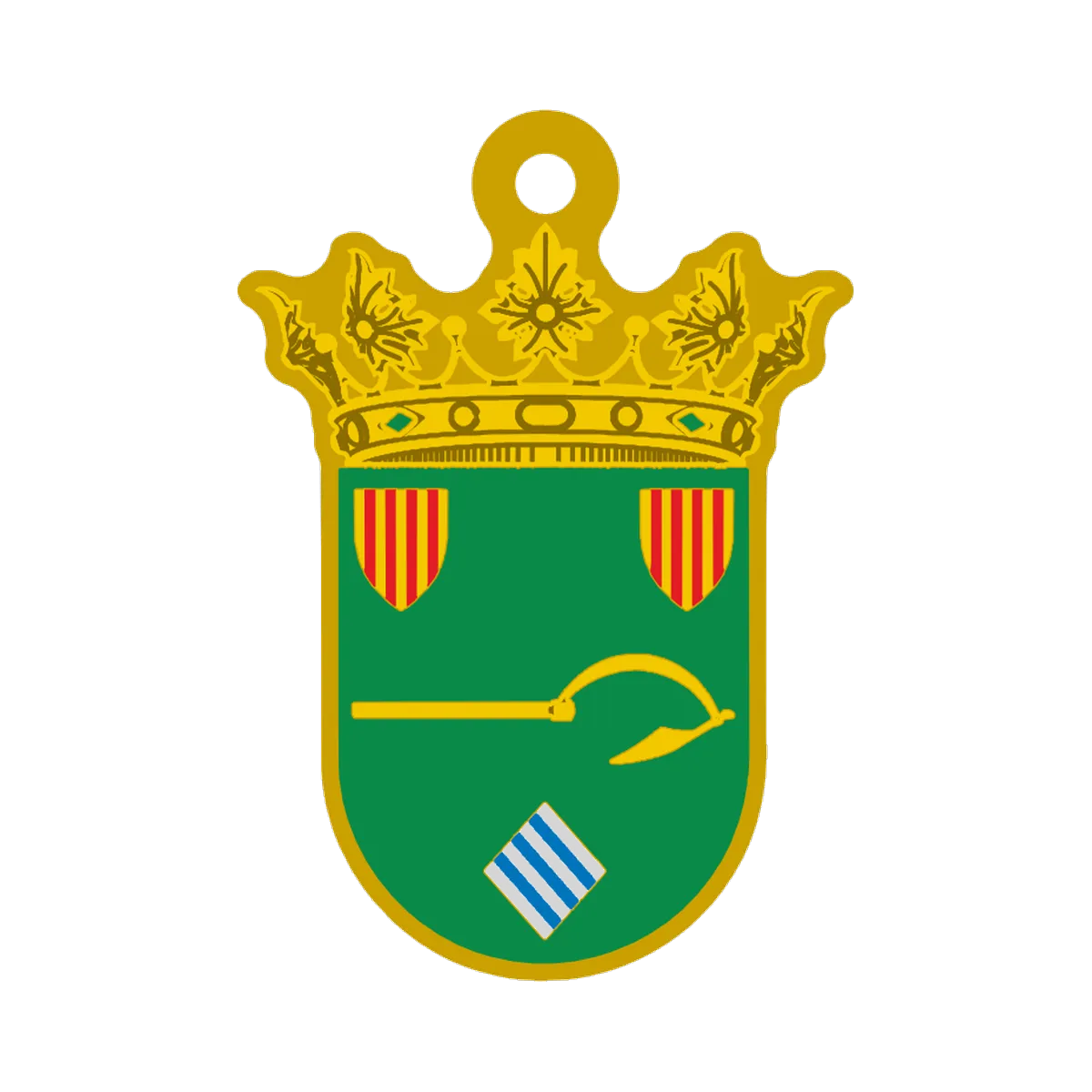 Llavero del escudo de Aladrén impreso en 3D a cuatro colores