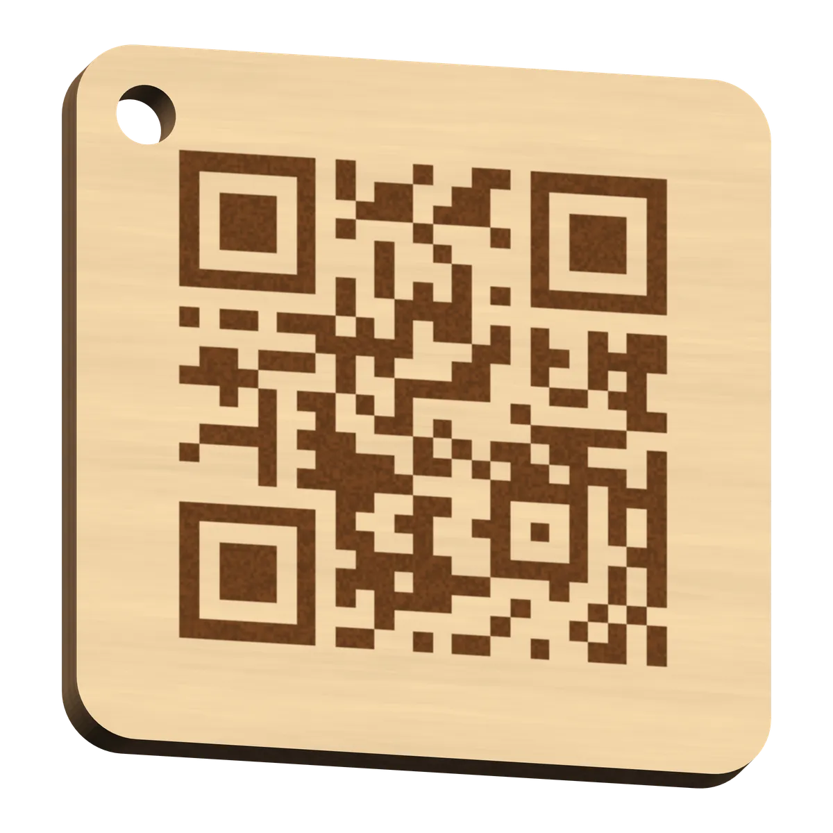 Llavero de madera con código QR grabado con láser